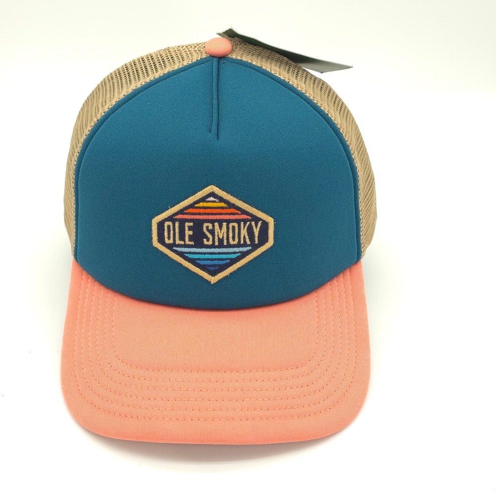 Ole Smoky Moonshine Hat Cap Mens Snap Back Blue Orange Mesh Trucker Legacy NWT